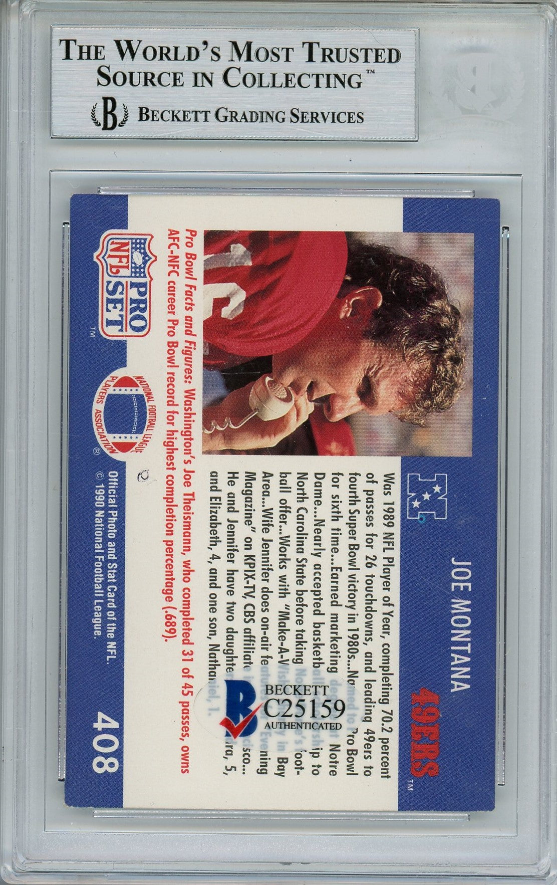 1990 PRO SET JOE MONTANA PRO BOWL AUTO CARD BAS (6298)