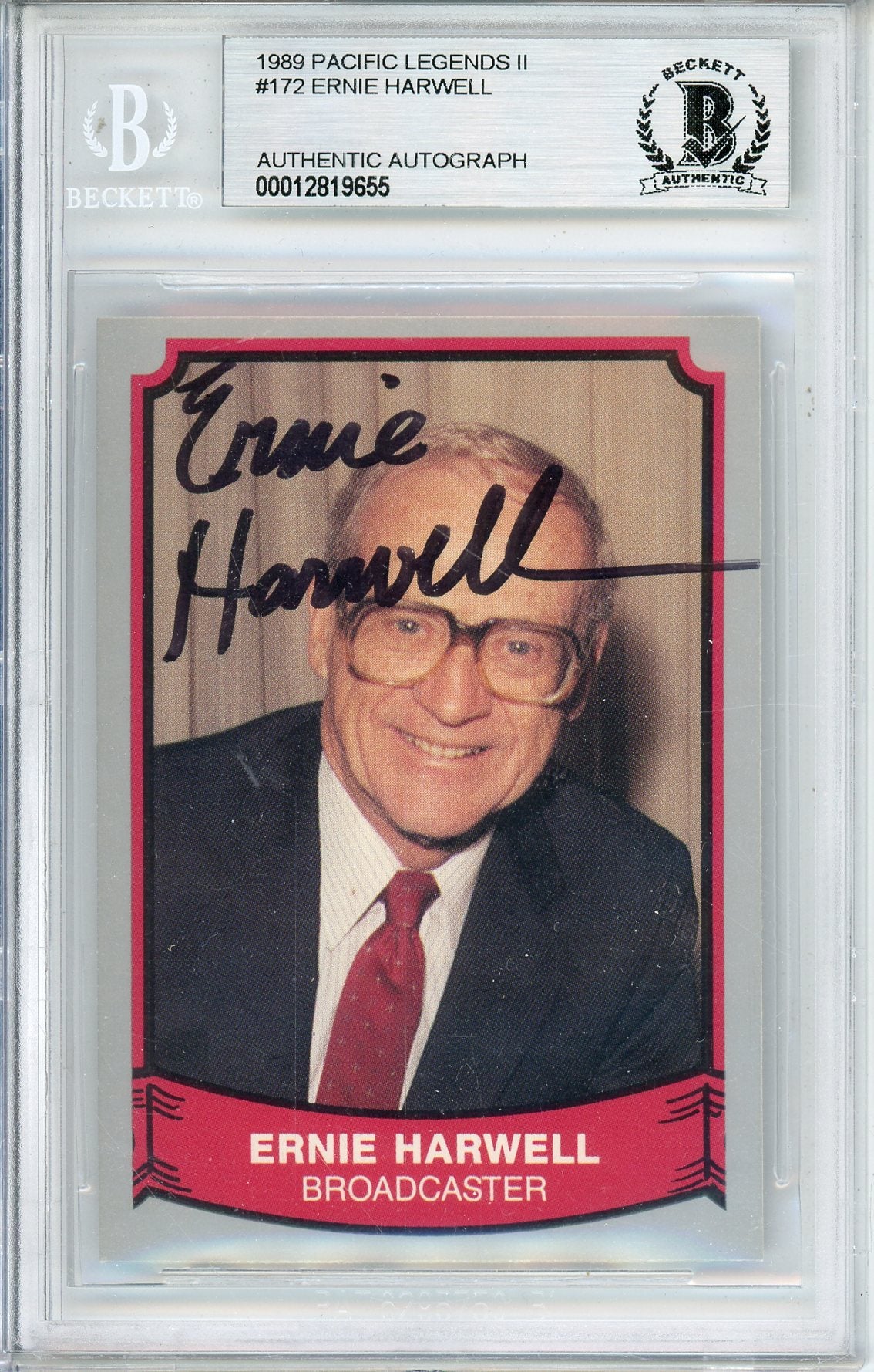 1989 PACIFIC LEGENDS II ERNIE HARWELL #172 AUTOGRAPH BECKETT