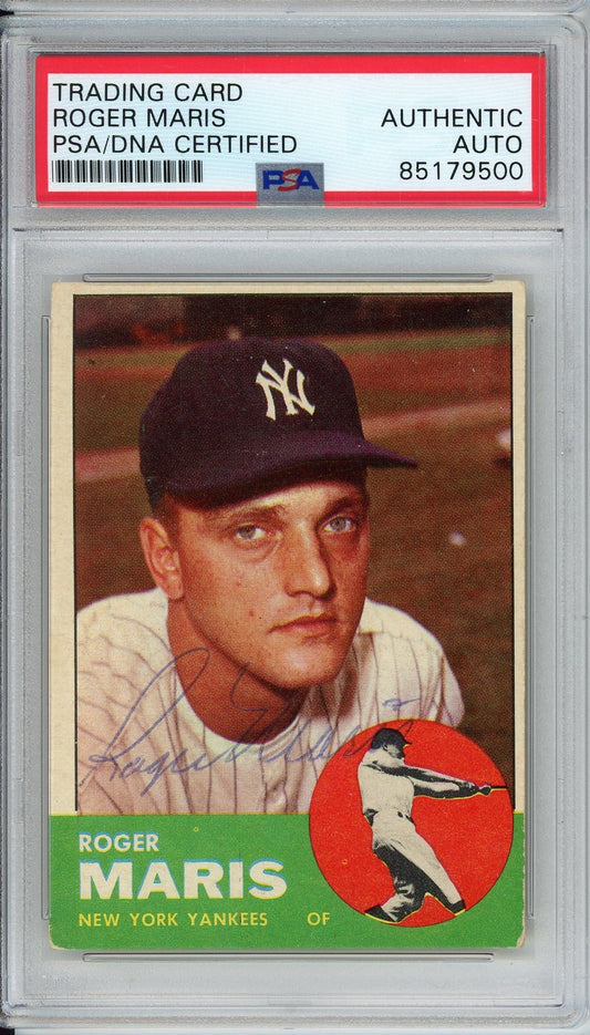 1963 TOPPS ROGER MARIS AUTOGRAPHED CARD PSA DNA (9500)