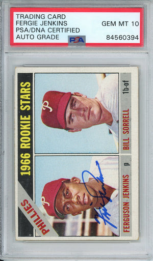 1966 TOPPS FERGIE JENKINS 3X ALL STAR MLB HOF PHILLIES AUTOGRAPH PSA/DNA