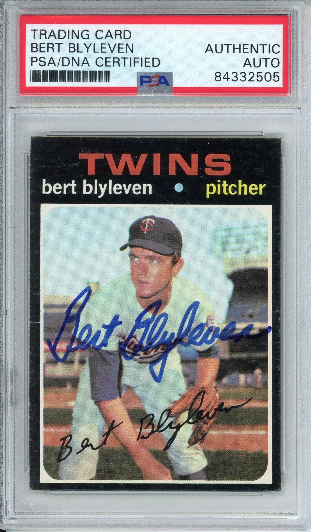 1971 TOPPS BERT BLYLEVEN 2X WORLD SERIES CHAMP 2X ALL STAR TWINS AUTOGRAPH PSA/DNA