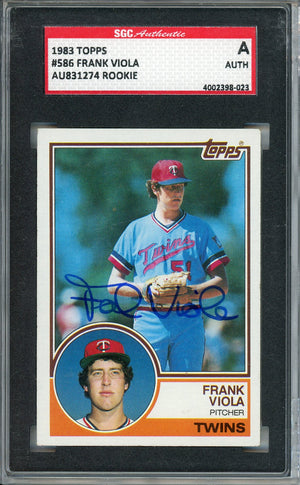 1983 TOPPS FRANK VIOLA #586 TWINS HOF ROOKIE CARD AUTO SGC AUTHENTIC