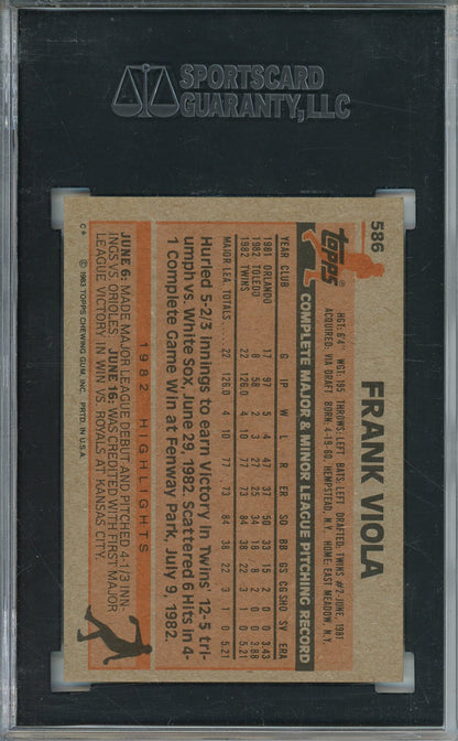 1983 TOPPS FRANK VIOLA #586 TWINS HOF ROOKIE CARD AUTO SGC AUTHENTIC