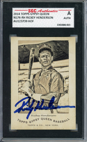 2014 TOPPS GYPSY QUEEN RICKEY HENDERSON #N174-RH HOF AUTOGRAPH SGC AUTHENTIC
