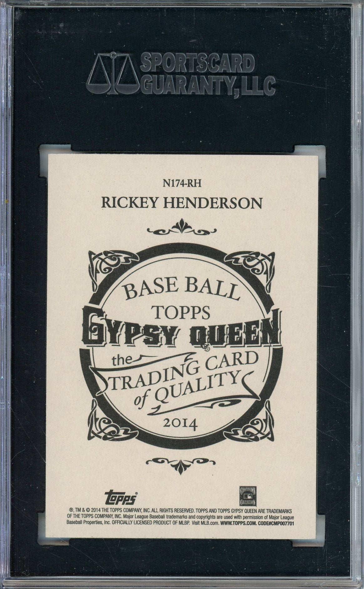2014 TOPPS GYPSY QUEEN RICKEY HENDERSON #N174-RH HOF AUTOGRAPH SGC AUTHENTIC