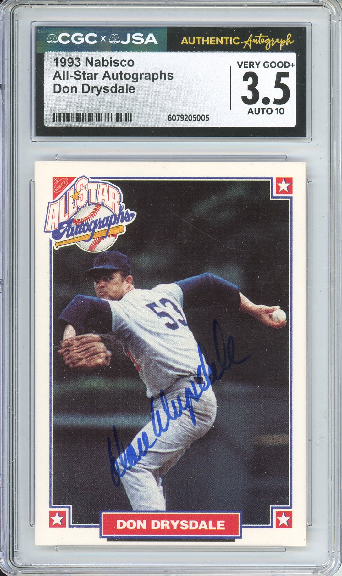 1993 NABISCO ALL-STAR AUTOGRAPHS DON DRYSCALE AUTO CGC/JSA AUTHNTIC 3.5 AUTO GRADE 10