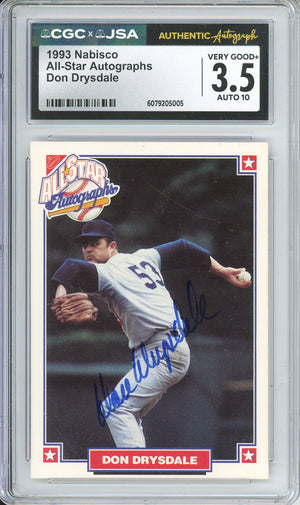 1993 NABISCO ALL-STAR AUTOGRAPHS DON DRYSCALE AUTO CGC/JSA AUTHNTIC 3.5 AUTO GRADE 10