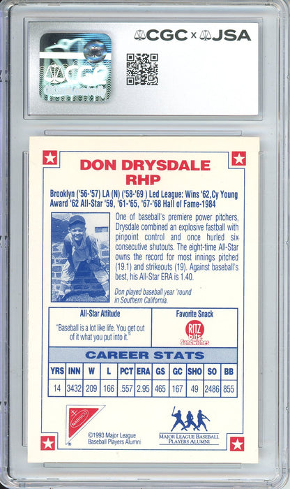 1993 NABISCO ALL-STAR AUTOGRAPHS DON DRYSCALE AUTO CGC/JSA AUTHNTIC 3.5 AUTO GRADE 10