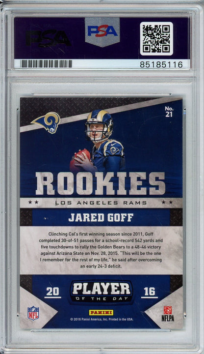 2016 PANINI PLAYER OF THE DAY JARED GOFF AUTO CARD PSA DNA (5116)