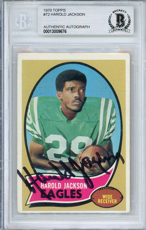 1970 TOPPS FOOTBALL HAROLD JACKSON #72 ROOKIE CARD EAGLES AUTOGRAPH BGS AUTHENTIC