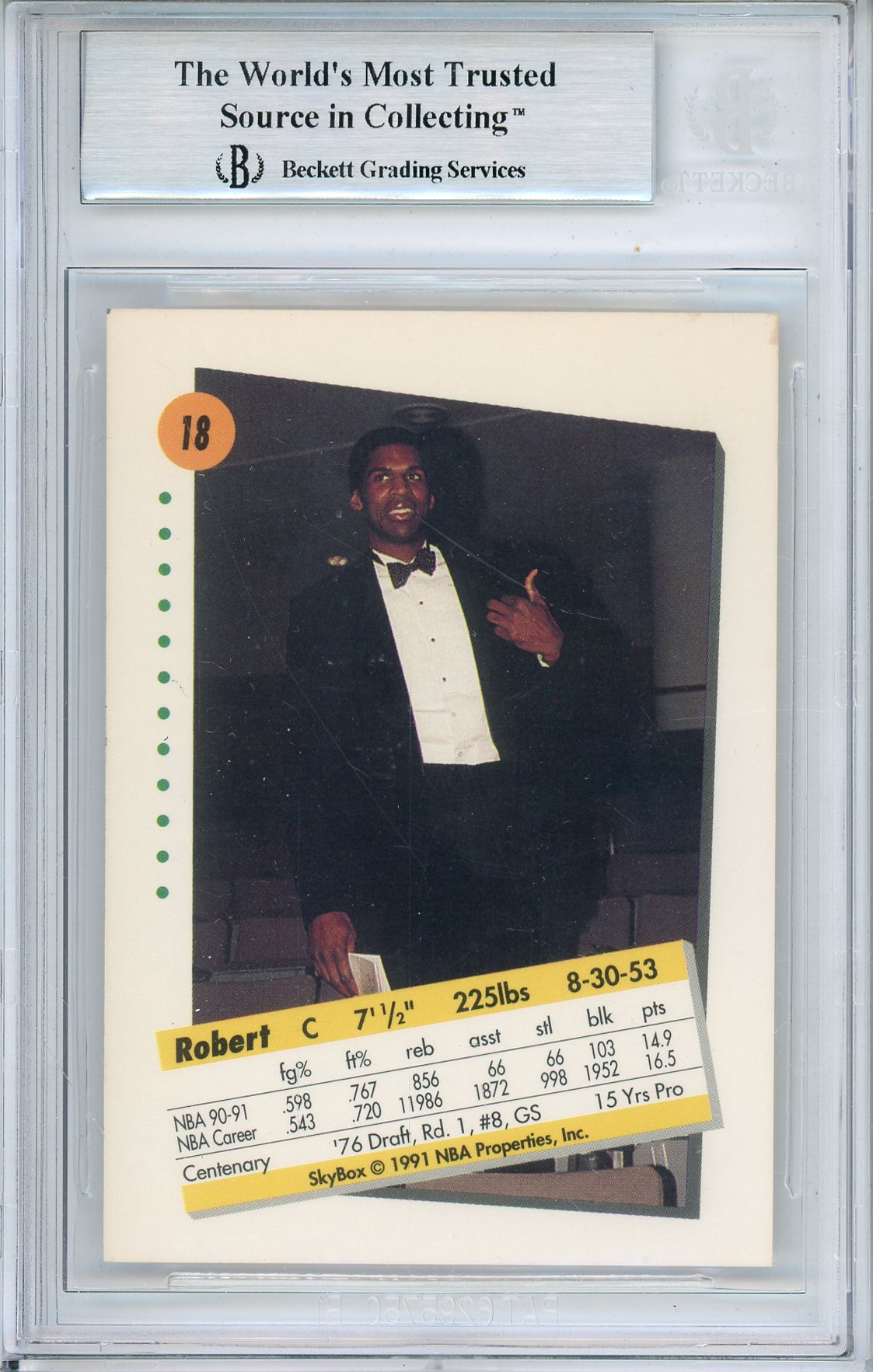1991-92 SKYBOX ROBERT PARISH #18 HALL OF FAME CELTICS AUTOGRAPH BGS AUTHENTIC