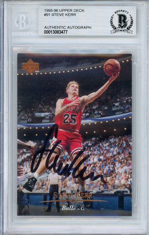 1995-96 UPPER DECK STEVE KERR #91 BULLS HALL OF FAME AUTO BGS AUTHENTIC