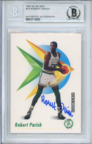 1991-92 SKYBOX ROBERT PARISH #18 HALL OF FAME CELTICS AUTOGRAPH BGS AUTHENTIC (803)