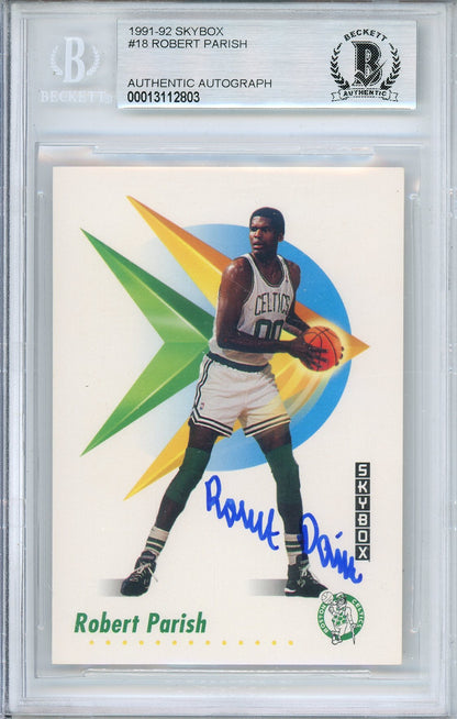 1991-92 SKYBOX ROBERT PARISH #18 HALL OF FAME CELTICS AUTOGRAPH BGS AUTHENTIC (803)