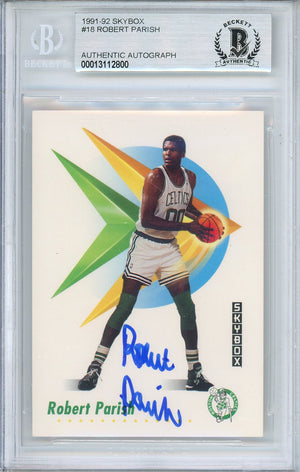 1991-92 SKYBOX ROBERT PARISH #18 HALL OF FAME CELTICS AUTOGRAPH BGS AUTHENTIC (800)
