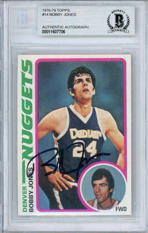 1978-79 TOPPS BOBBY JONES #14 HALL OF FAME NUGGETS AUTO BGS AUTHENTIC