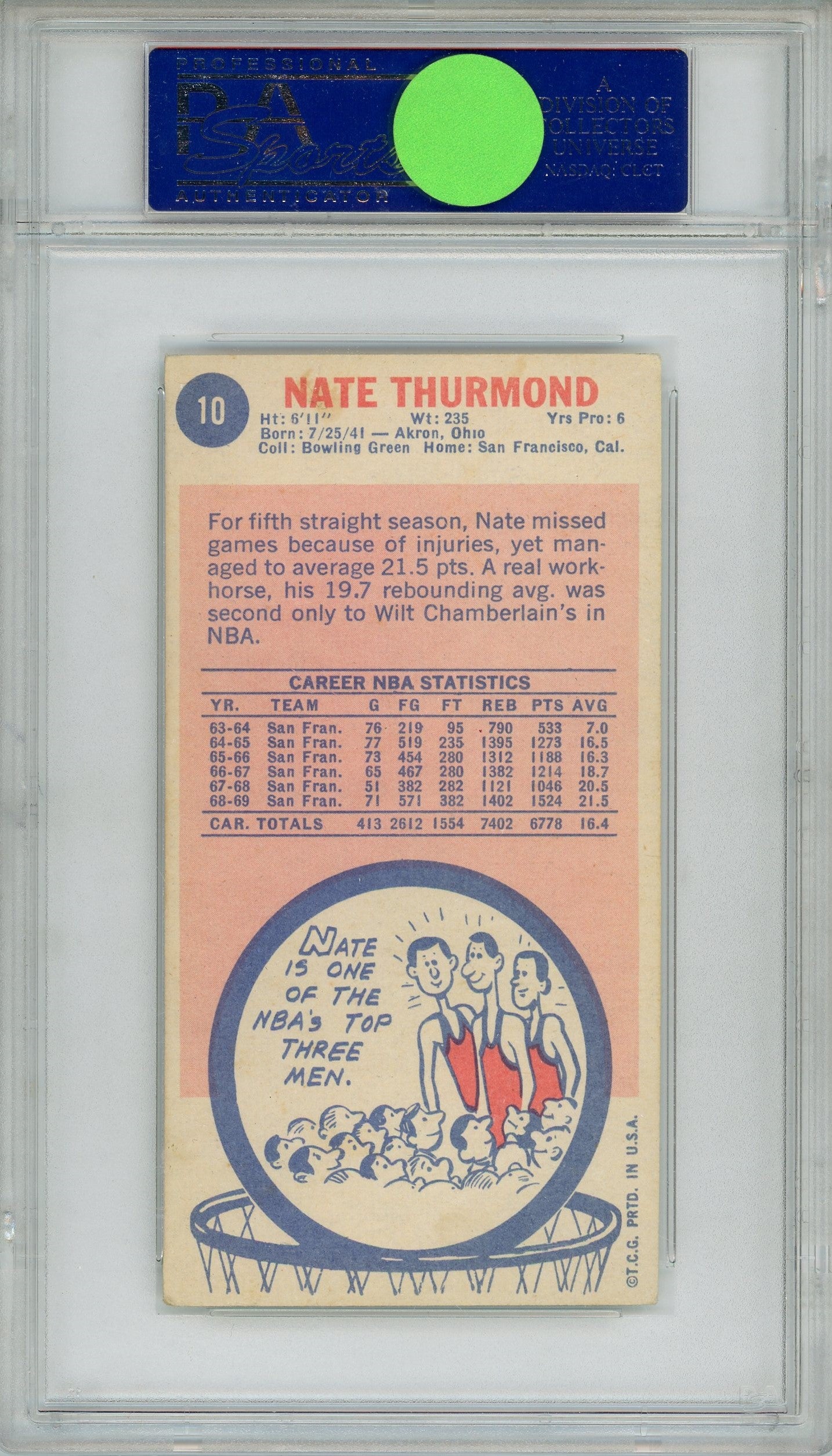 1969 TOPPS NATE THURMOND AUTO ROOKIE CARD RC PSA DNA (1897)