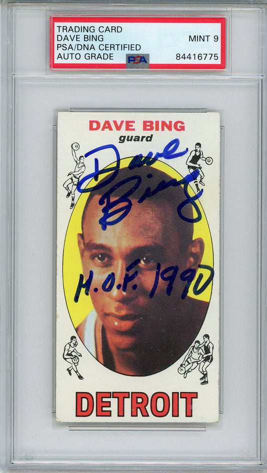 1969 TOPPS DAVE BING AUTO ROOKIE CARD RC PSA DNA MINT 9 AUTO GRADE (6775)