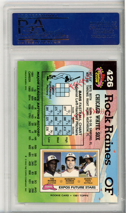 1992 TOPPS STADIUM CLUB ROCK RAINES #426 WHITE SOCKS PSA 10