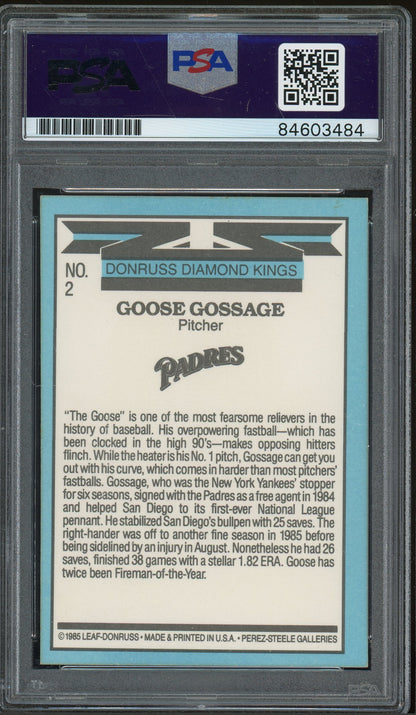 1985 Leaf #2 Rich "Goose" Gossage Auto DIAMOND KINGS- PSA/DNA