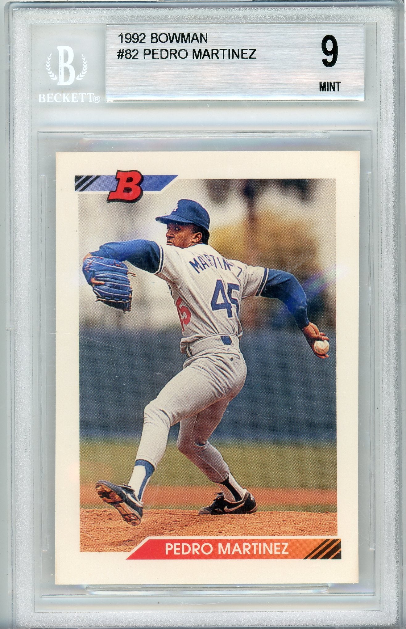 1992 BOWMAN PEDRO MARTINEZ #82 DODGERS HALL OF FAME BGS 9