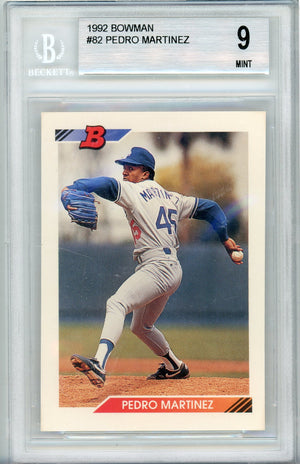 1992 BOWMAN PEDRO MARTINEZ #82 DODGERS HALL OF FAME BGS 9