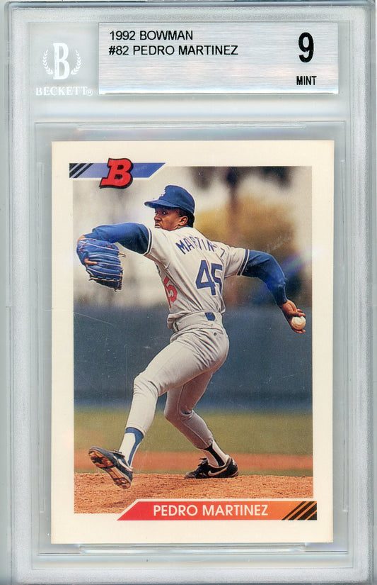 1992 BOWMAN PEDRO MARTINEZ #82 DODGERS HALL OF FAME BGS 9