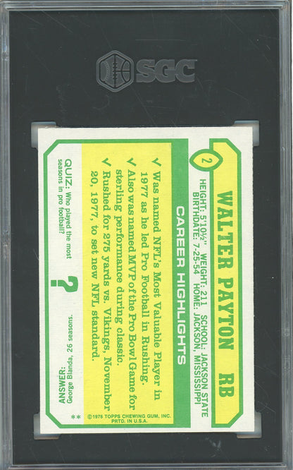 1978 TOPPS HOLSUM WALTER PAYTON #2 CHICAGO BEARS HOF SGC 8