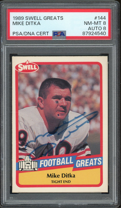 1989 Swell Greats Mike Ditka #144 Auto - PSA 8/Auto 8