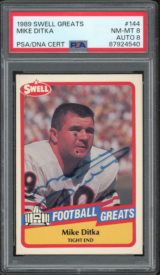 1989 Swell Greats Mike Ditka #144 Auto - PSA 8/Auto 8