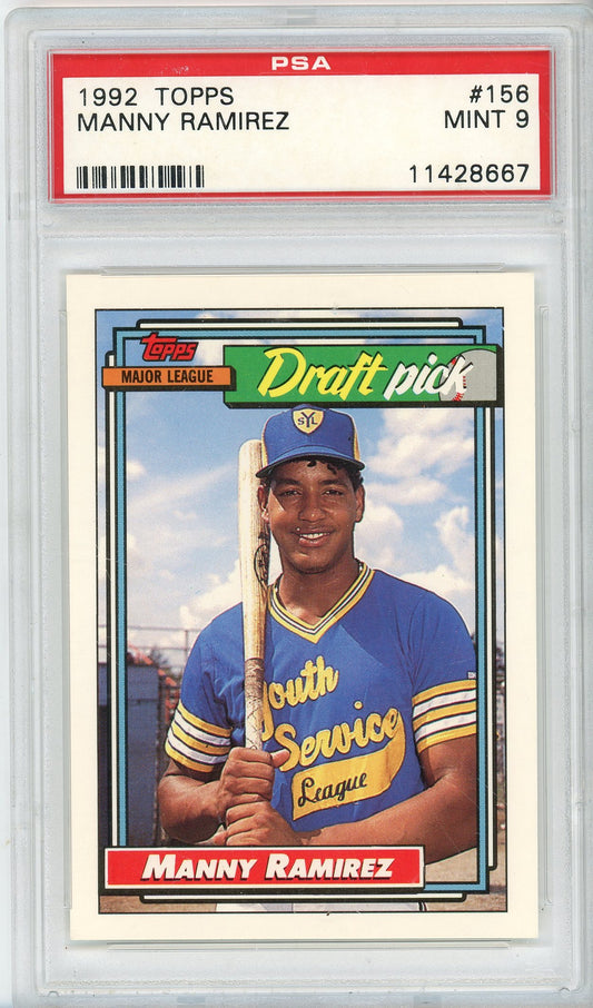1992 TOPPS MANNY RAMIEREZ #156 DRAFT PICK ROOKIE PSA 9