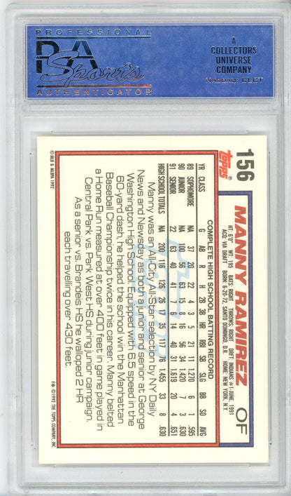 1992 TOPPS MANNY RAMIEREZ #156 DRAFT PICK ROOKIE PSA 9