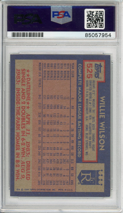 1984 TOPPS WILLIE WILSON #525 ROYALS HOF WORLD SERIES CHAMP AUTOGRAPH PSA/DNA
