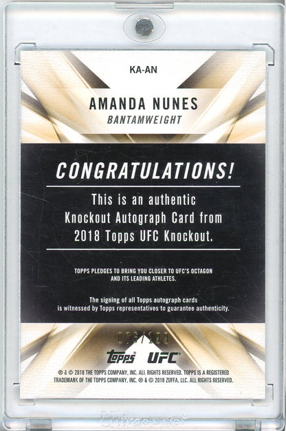 2018 TOPPS UFC KNOCKOUT AMANDA NUNES #KA-AN AUTO /199