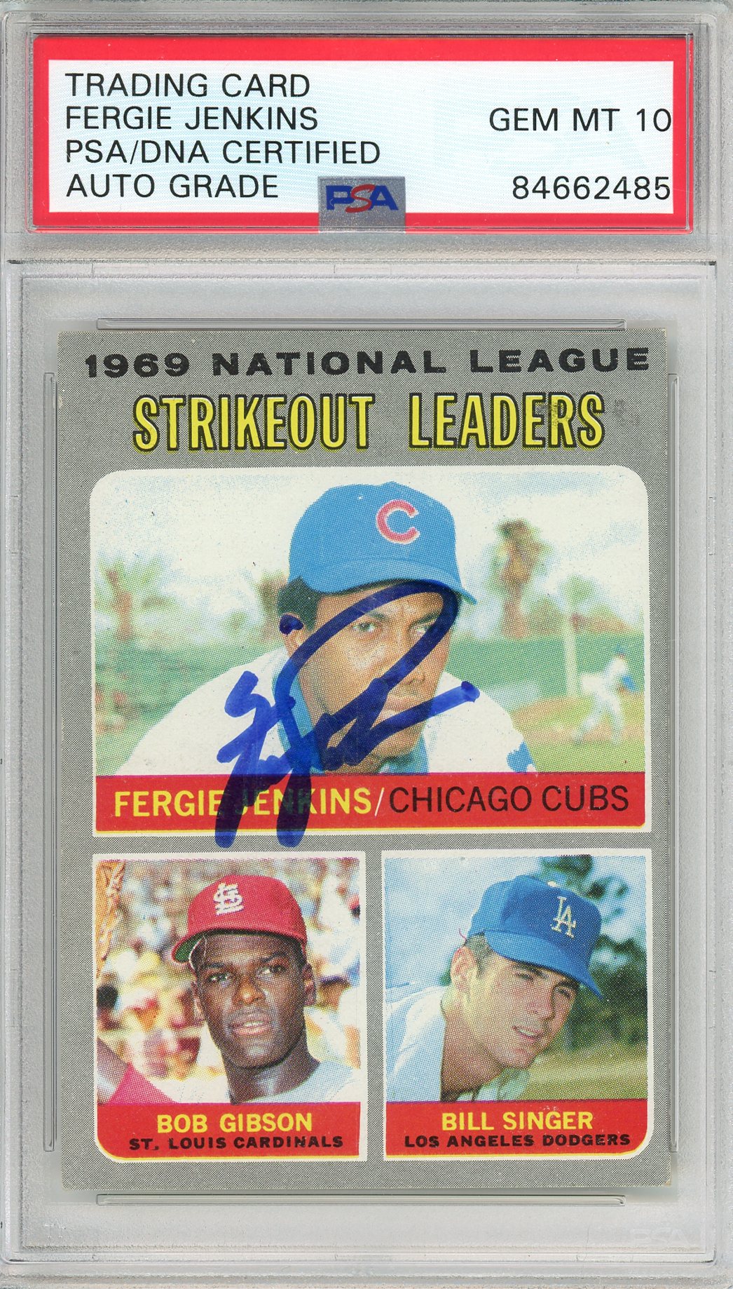 1970 TOPPS FERGIE JENKINS #71 HOF CUBS AUTOGRAPH PSA/DNA AUTO GRADE GEM MT 10