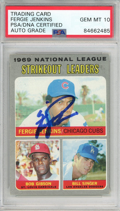 1970 TOPPS FERGIE JENKINS #71 HOF CUBS AUTOGRAPH PSA/DNA AUTO GRADE GEM MT 10