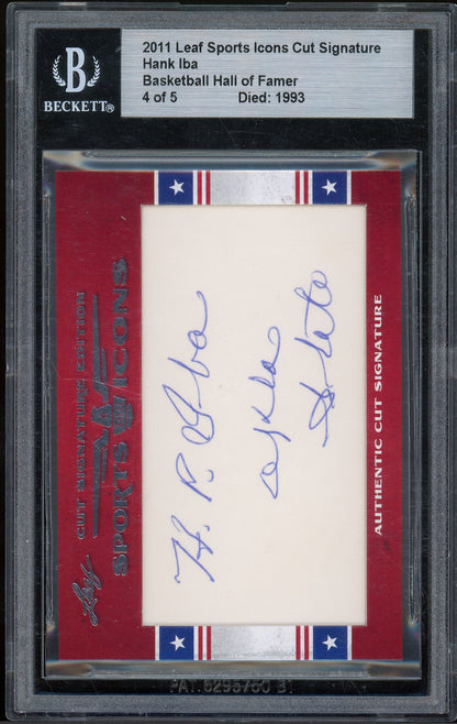 2011 Leaf Sports Icons Cut Signature Hank Iba BECKETT