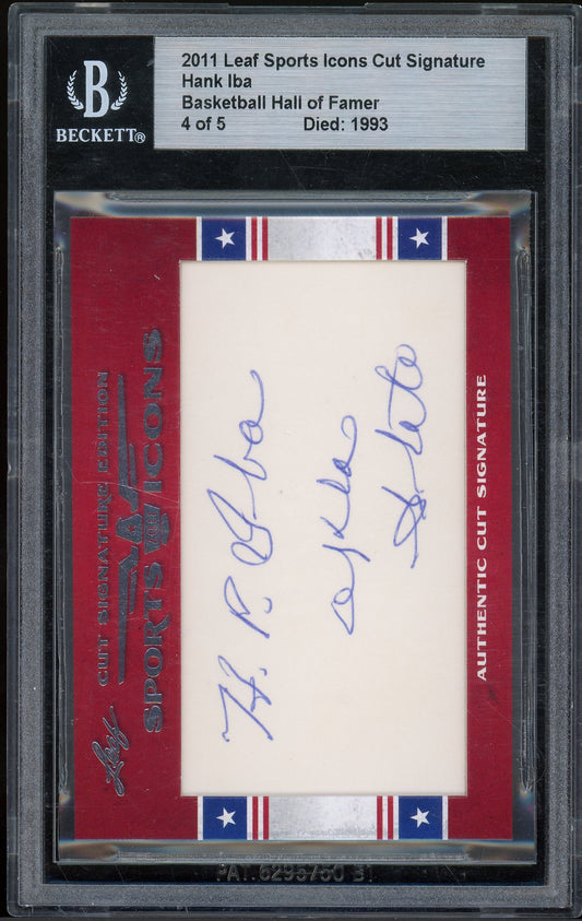 2011 Leaf Sports Icons Cut Signature Hank Iba BECKETT