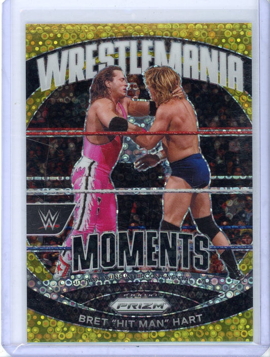 2024 PANINI PRIZM WWE BRET "HIT MAN" HART #6 MOMENTS GOLD DISCO #/10