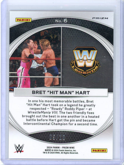 2024 PANINI PRIZM WWE BRET "HIT MAN" HART #6 MOMENTS GOLD DISCO #/10