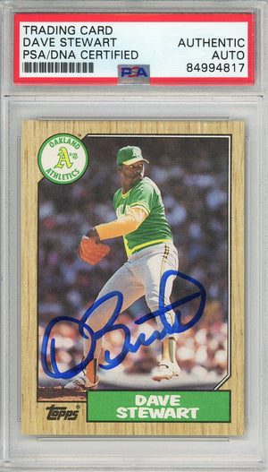 1987 TOPPS DAVE STEWART #14 A'S HOF 3-TIME WORLD SERIES CHAMP AUTOGRAPH PSA/DNA