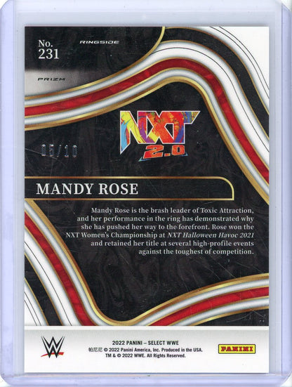 2022 PANINI SELECT MANDY ROSE #231 RINGSIDE GOLD WAVE PRIZM #/10