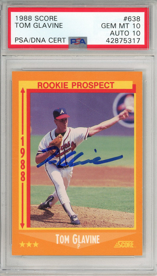 1988 SCORE TOM GLAVINE #638 ROOKIE HOF BRAVES AUTOGRAPH PSA/DNA