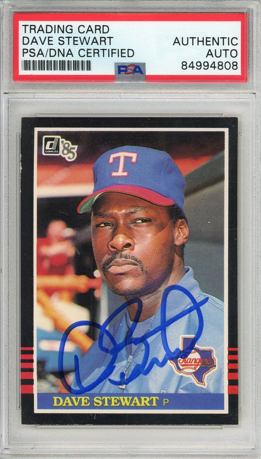 1985 DONRUSS DAVE STEWART #343 3-TIME WORLD SERIES CHAMP RANGERS AUTOGRAPH PSA/DNA