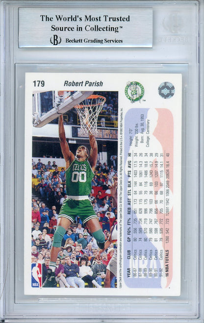 1992-93 UPPER DECK ROBERT PARISH #179 HOF AUTOGRAPH BECKETT