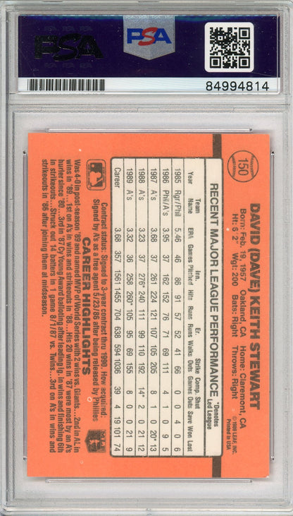 1990 DONRUSS DAVE STEWART #150 A'S HOF WORLD SERIES CHAMP AUTOGRAPH PSA/DNA (814)