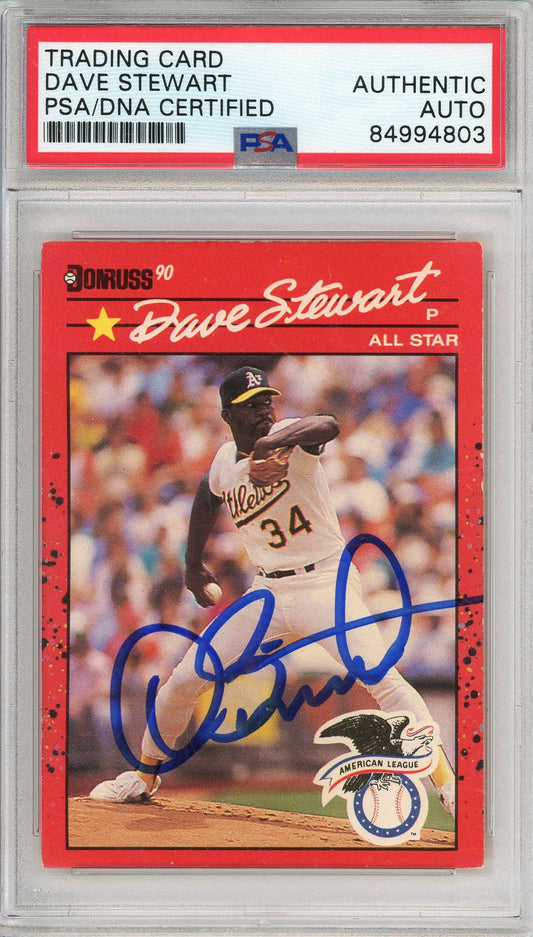 1990 DONRUSS DAVE STEWART #150 A'S HOF AL ALL STAR AUTOGRAPH PSA/DNA (803)