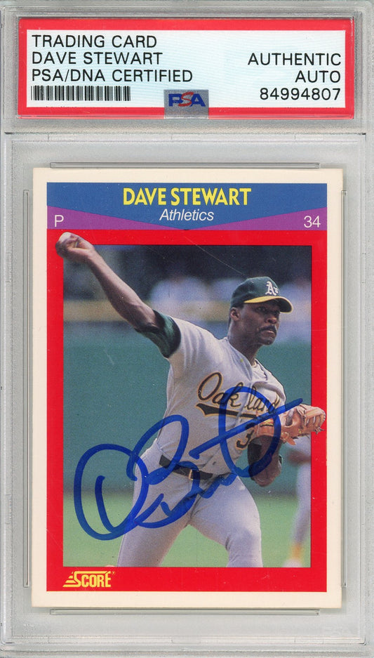 1990 SCORE DAVE STEWART #13 A'S HOF WORLD SERIES CHAMP AUTOGRAPH PSA/DNA