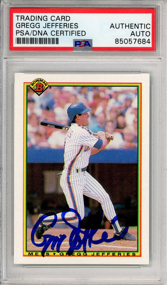 1990 TOPPS BASEBALL GREG JEFFERIES #140 METS HOF AUTO PSA/DNA