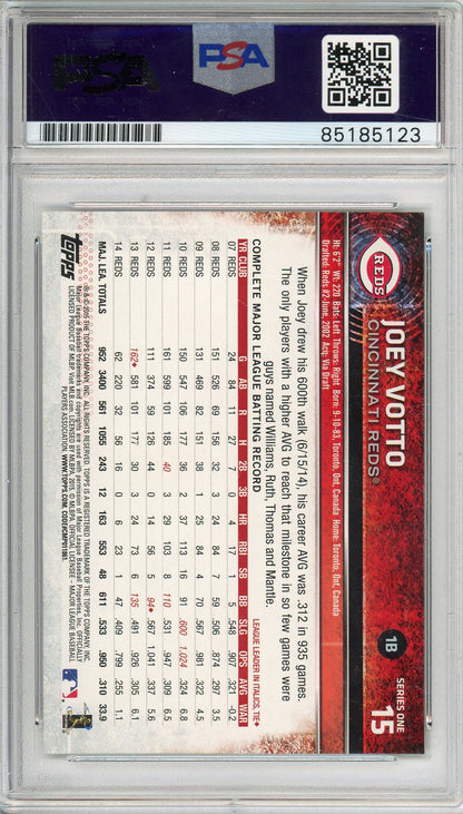 2015 TOPPS SERIES ONE JOEY VOTTO #15 REDS 6-TIME ALL STAR AUTOGRAPH PSA/DNA